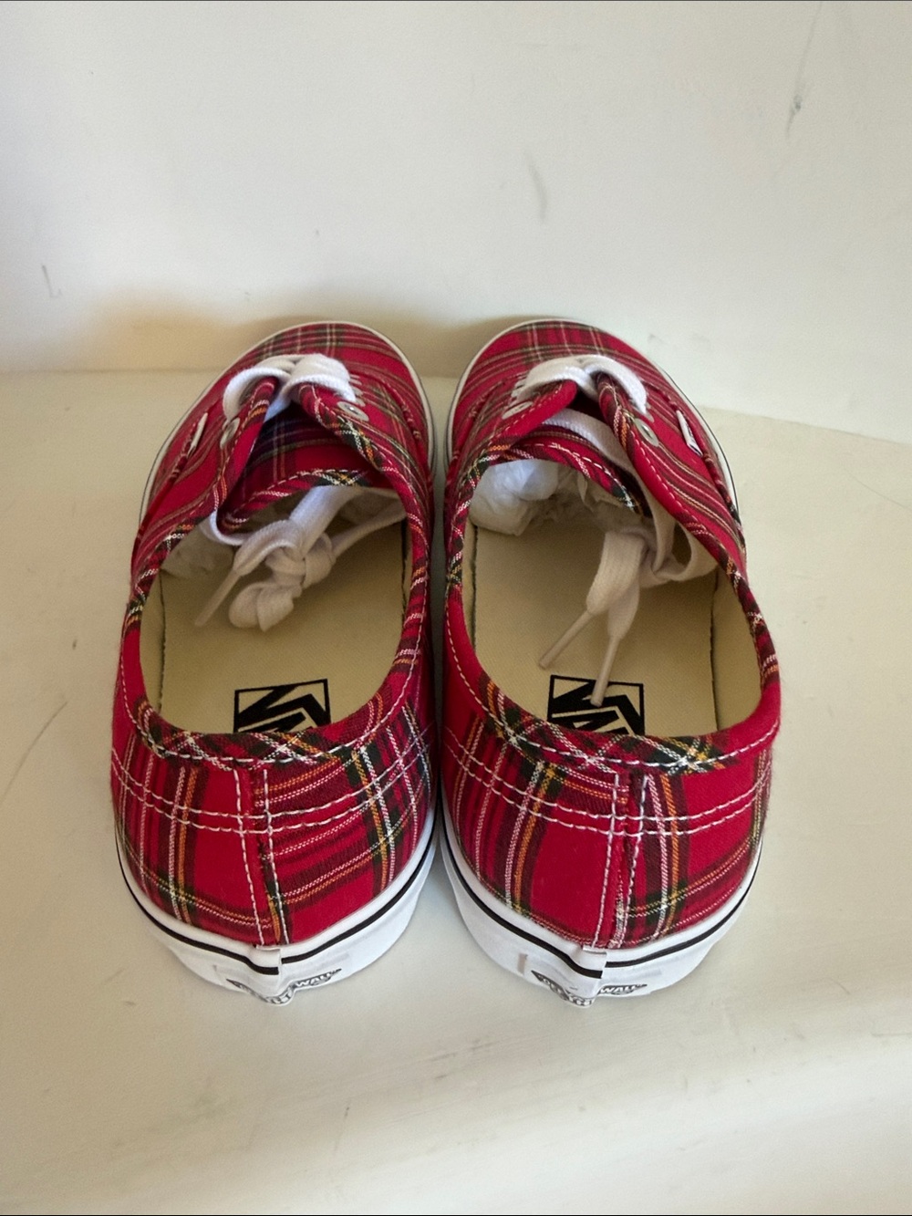 Vans Red Plaid Low Top Canvas Sneakers - Picture 3 of 4